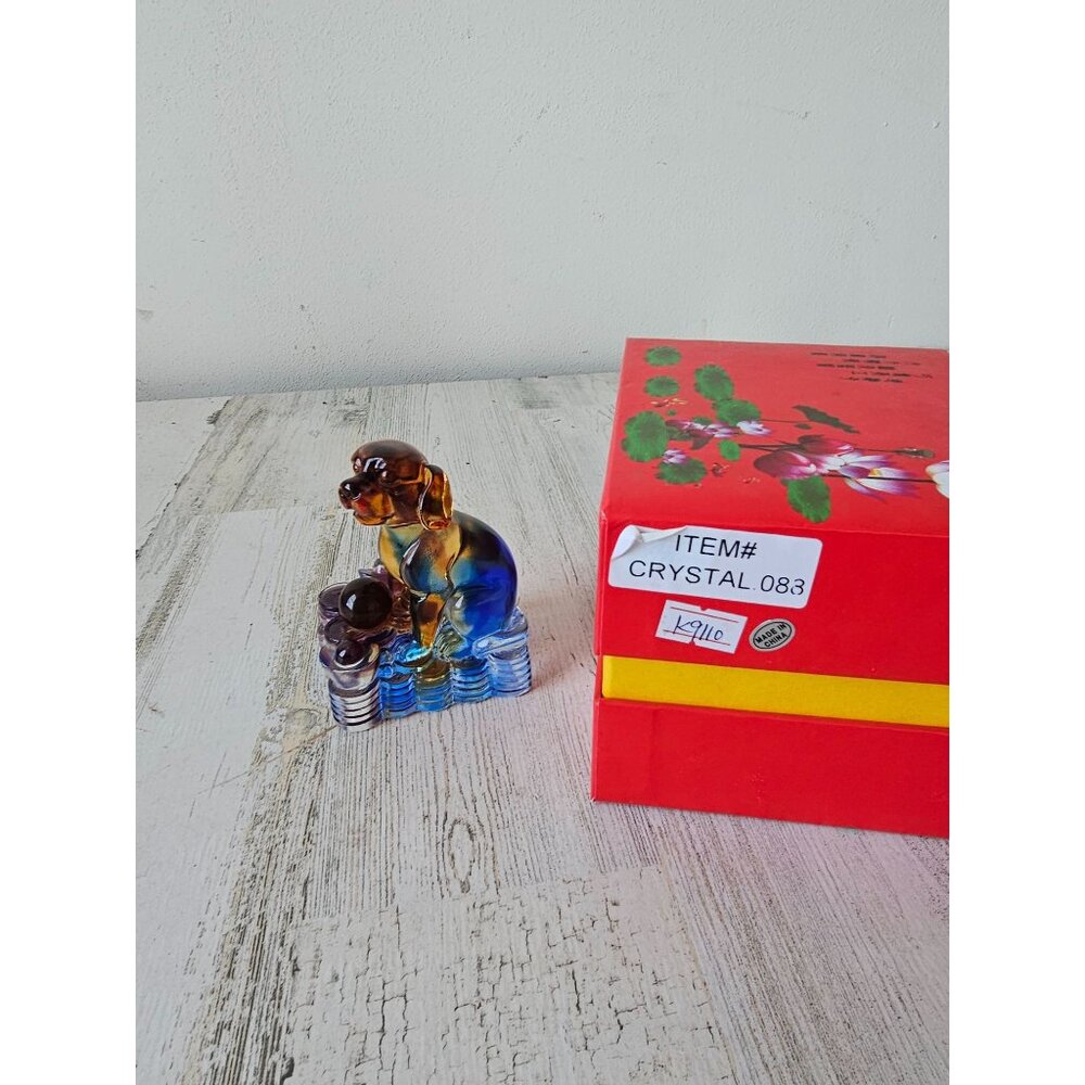 Kalifano Crystal dog puppy loyalty protection figurine‎ statue decor unique new